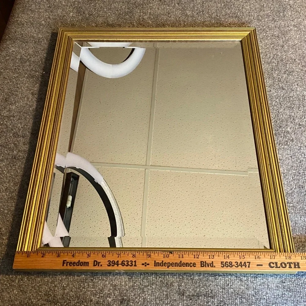 Vintage Gold Framed Beveled Wall Mirror 23x18.5 Heavy Retro‎ Traditional Regency